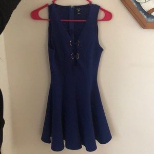 Blue lace-Up Skater Dress